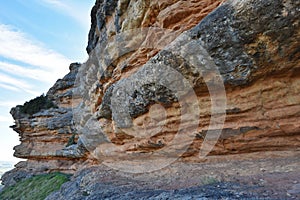 Conglomerate sedimentary rock of Salto de Roldan in Aragon
