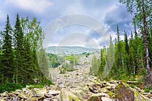 Conglomeration of rocks in the mountains, Siberia