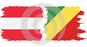 Congo-Brazzaville and Austria grunge flags connection vector