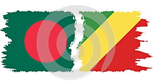 Congo-Brazzaville and Bangladesh grunge flags connection vector