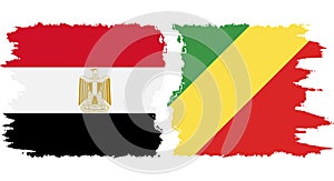 Congo-Brazzaville and Egypt grunge flags connection vector