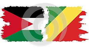 Congo-Brazzaville and Jordan grunge flags connection vector