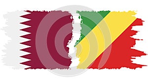 Congo-Brazzaville and Qatar grunge flags connection vector