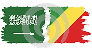 Congo-Brazzaville and Saudi Arabia grunge flags connection vector