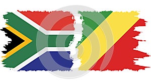 Congo-Brazzaville and South Africa grunge flags connection vector