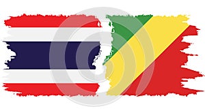 Congo-Brazzaville and Thailand grunge flags connection vector