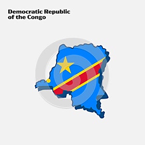 Congo Democratic Republic Country Nation Flag Map Infographic