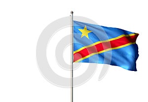 Congo The Democratic Republic national flag waving isolated white background realistic 3d illustration