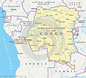 Congo Democratic Republic Political Map