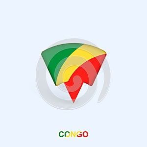 Congo Flag Map Pointer Design with Shadow photo