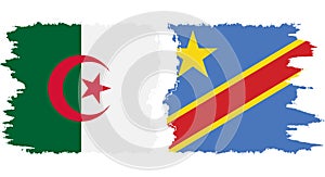 Congo - Kinshasa and Algeria grunge flags connection vector