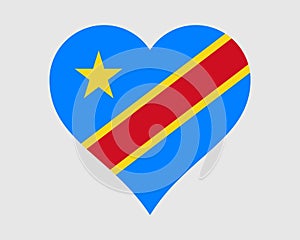 Congo Kinshasa Heart Flag. DR Congo, DRC, DROC Love Shape Country Nation National Flag. Democratic Republic of the Congo Banner photo