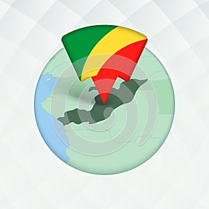 Congo Map Highlighted with Flag Marker photo