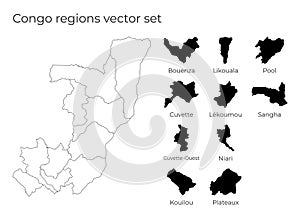 Congo map with shapes of regions.