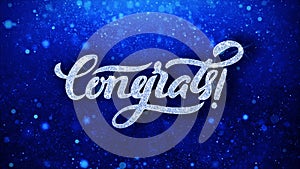 Congrats Blue Blinking Text Wishes Particles Greetings, Invitation, Celebration Background