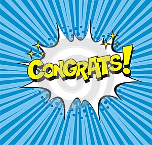Congrats bubble comic explosion pop art style