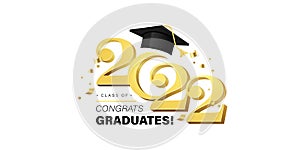 Congrats Graduates vector concept.Class of 2022 design for graduation ceremony invitation, party, high school or college yearbook