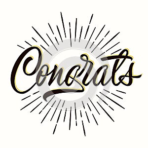 Congrats - hand lettering for congratulations card, greeting card, invitation or print.Vector illustration.