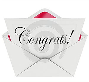 Congrats Note Open Letter Card Envelope Congratulations