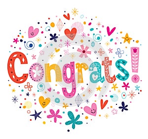 Congrats typography lettering decorative text card design