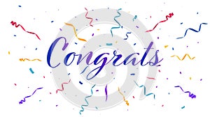 Congrats vector design. Confetti background. Party design with colorful confetti