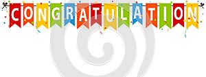 Congratulation Banner, Background - Vector Party Flags With Confetti And Streamers - Isolated On White Background photo
