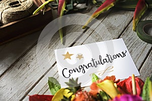 Congratulation card with flower bouquet