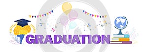 Congratulation graduates 2020 class of graduations. Flat cartoon design