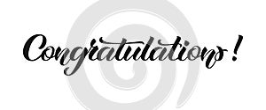 Congratulation hand lettering. Vector illustration with lettering-Congratulations-on white background. photo