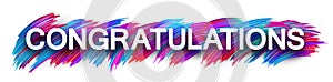 Congratulations banner with colorful brush strokes on white back