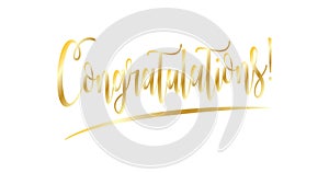 Congratulations Gold Calligraphy lettering isolated vector banner, Graduation Invitations photo