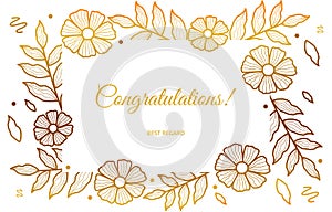 Congratulations Card Career Job Promotion Golden Flower Floral