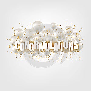 Congratulations Card And White Balloons White Background