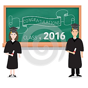 Congratulations class 2016 graduated with deploma,bachelor,master,philosophy degree vector. illustration EPS 10.