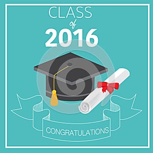 Congratulations class 2016 greduated with deploma,bachelor,master,philosophy degree vector. illustration EPS 10.
