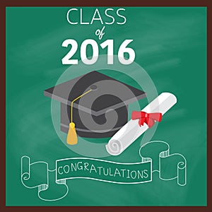 Congratulations class 2016 greduated with deploma,bachelor,master,philosophy degree vector. illustration EPS 10.