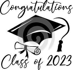 Congratulations Class of 2023 Graduation Cap and Diploma Design