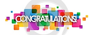 CONGRATULATIONS! colorful overlapping squares banner