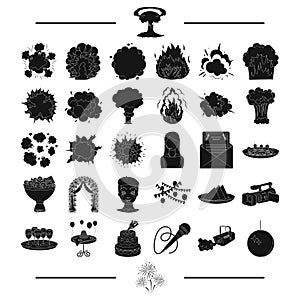 Congratulations, ecology, Protection and other web icon in black stylesalute, wedding, odes,. icons in set collection. photo
