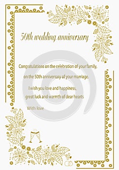 Congratulations on the fiftieth wedding anniversary with wishes
