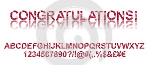 Congratulations. Gold red alphabetic fonts
