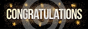 Congratulations golden glitter background banner.