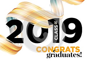 Congratulations Graduates Class of 2019 Vector Logo. Graduation Background Template. Greeting Banner for College Graduation