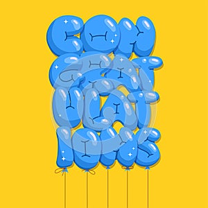 Congratulations - greeting card lettering quote made of helium balloon in letters shapes. Design for invitation card