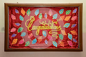 `Congratulations!` greeting sign. Congrats Graduated. stock illustration