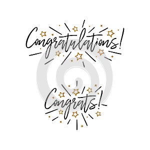 Congratulations. Hand lettering. Vector handwritten typography.