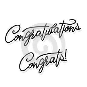 Congratulations. Hand lettering. Vector handwritten typography.