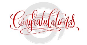 congratulations - red hand lettering inscription text to greetin