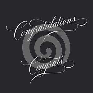 Congratulations. Retro style lettering. Calligraphic greeting inscription. Vector vintage typography.