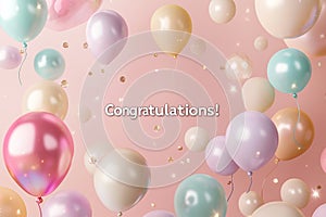 Congratulations text on pastel pink background